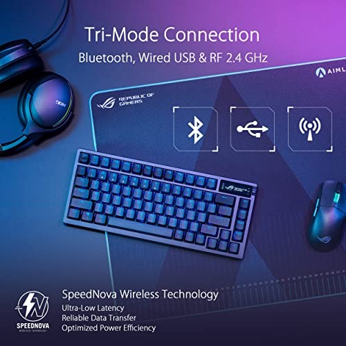 BLACK - ASUS ROG AZOTH WIRELESS MECHANICAL GAMING KEYBOARD – 75% TKL, TRI-MODE