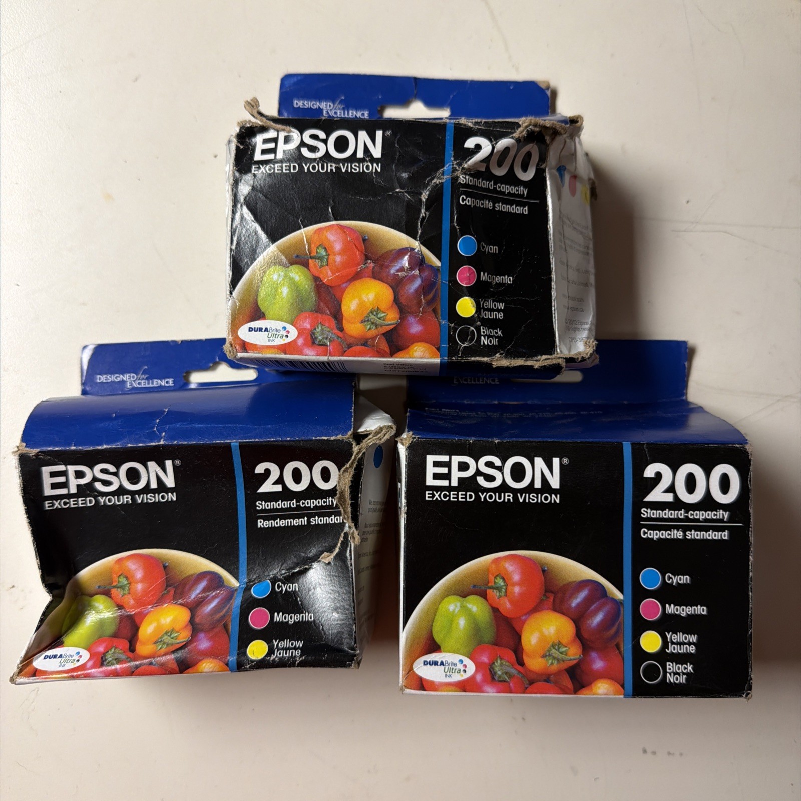 Lot Of 3 Epson 200 Multi Color Ink Cartridges Exp. Nov/2024 Nov/2025 May 2025