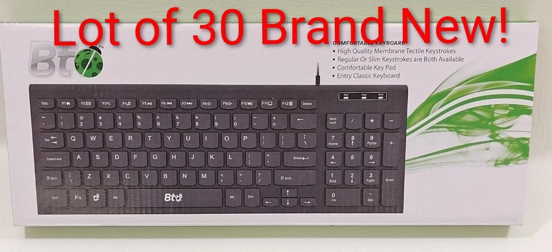 Lot Of 30 BT Wired Membrane Comfortable Keyboards - Brand New,  