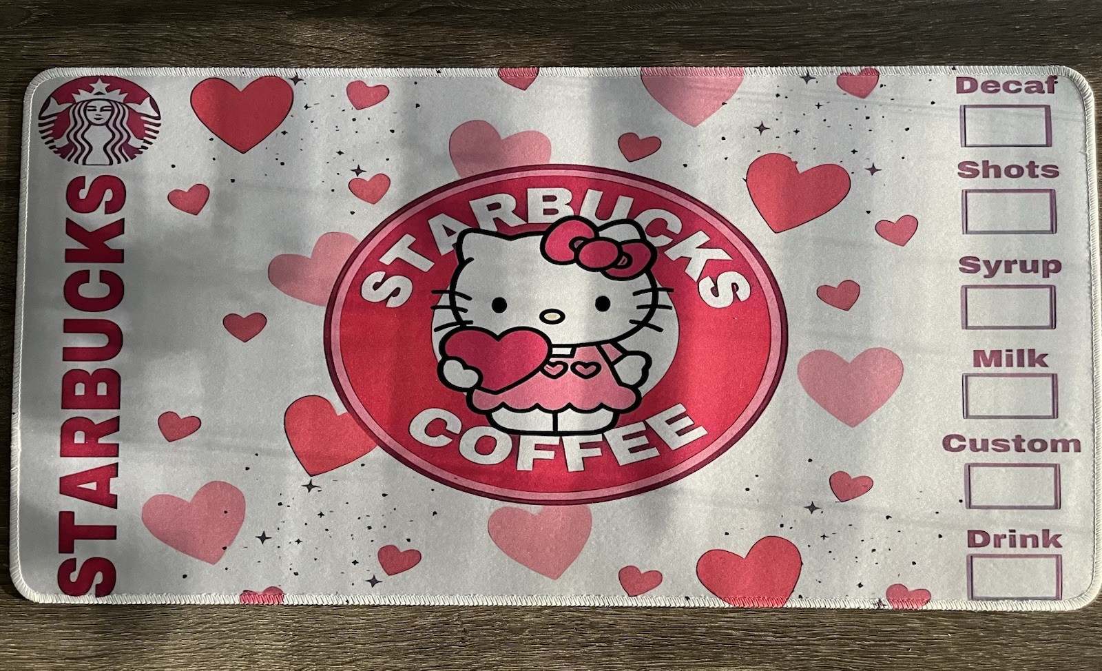 Hello Kitty Starbucks Heart 21.5 X11 Inch Computer Desk Mat 
