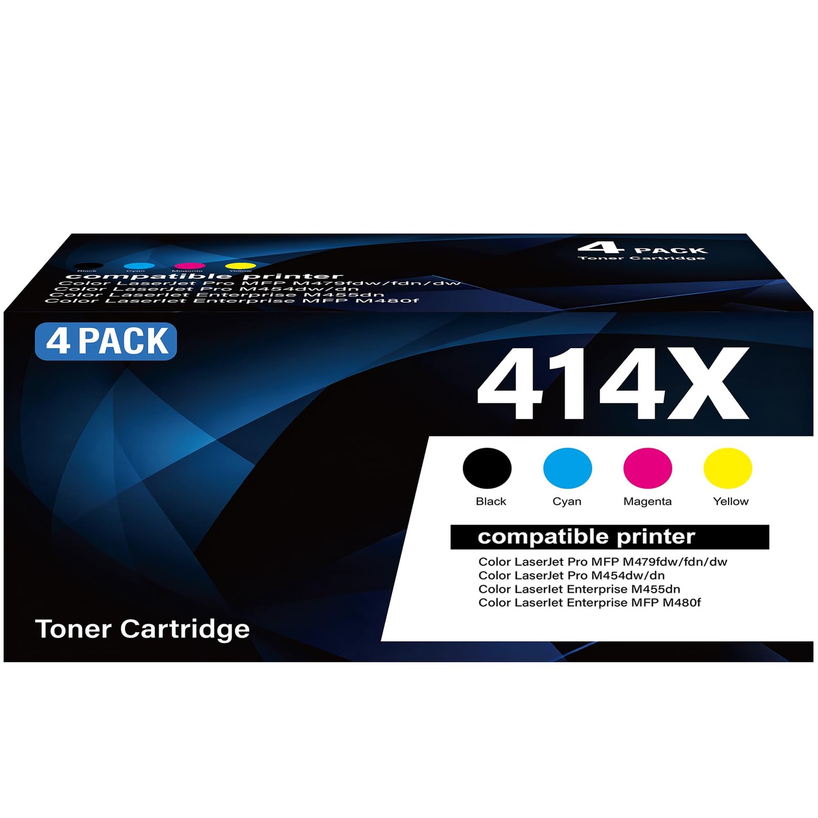 ** NEW HP Toner | 414X / 414A | Black/Color | With Chips | Compatible | 4-Pack