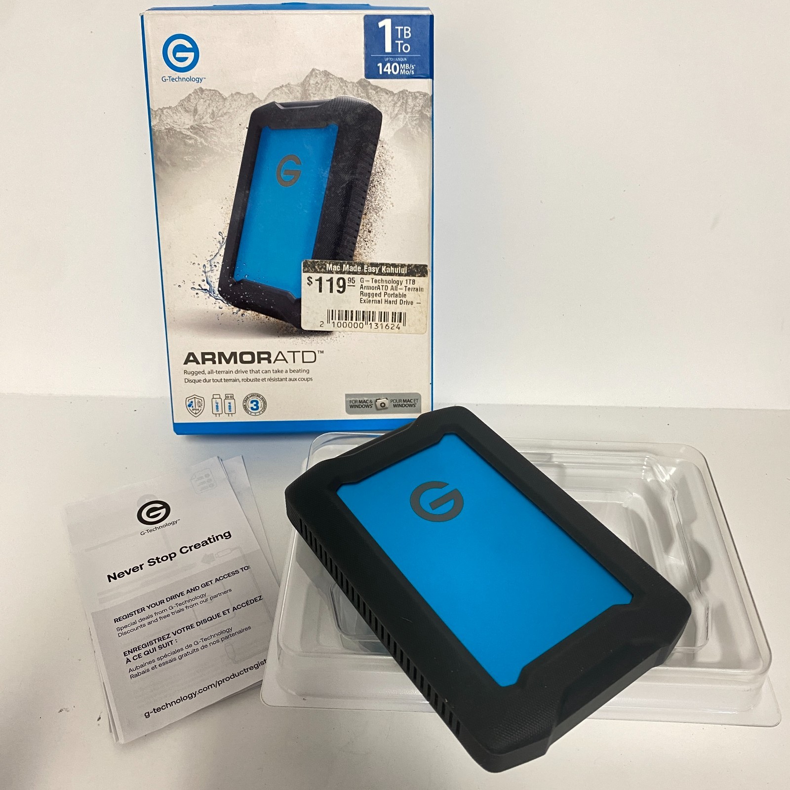 G-Technology 1TB ArmorATD All-Terrain Rugged Portable External Hard Drive WD