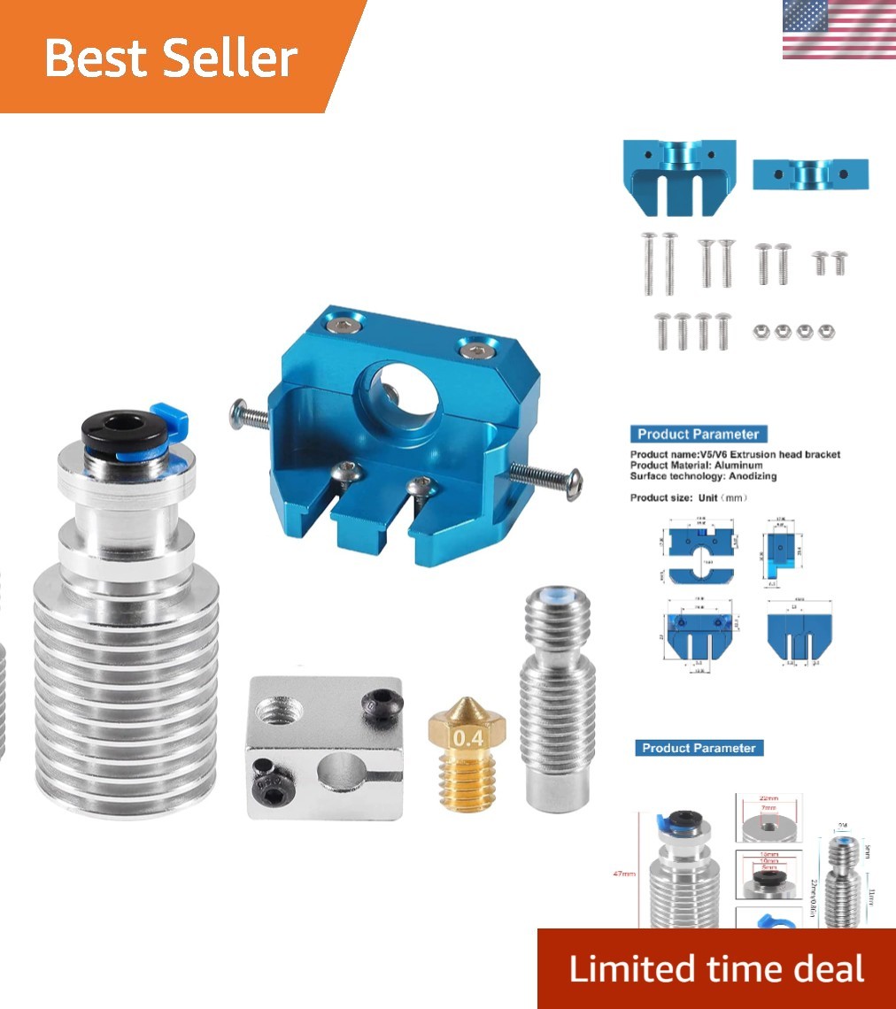 for E3D V6 Hotend Kit, 3D Printer All Metal Mount Fixed Blocks, Remote Short ...