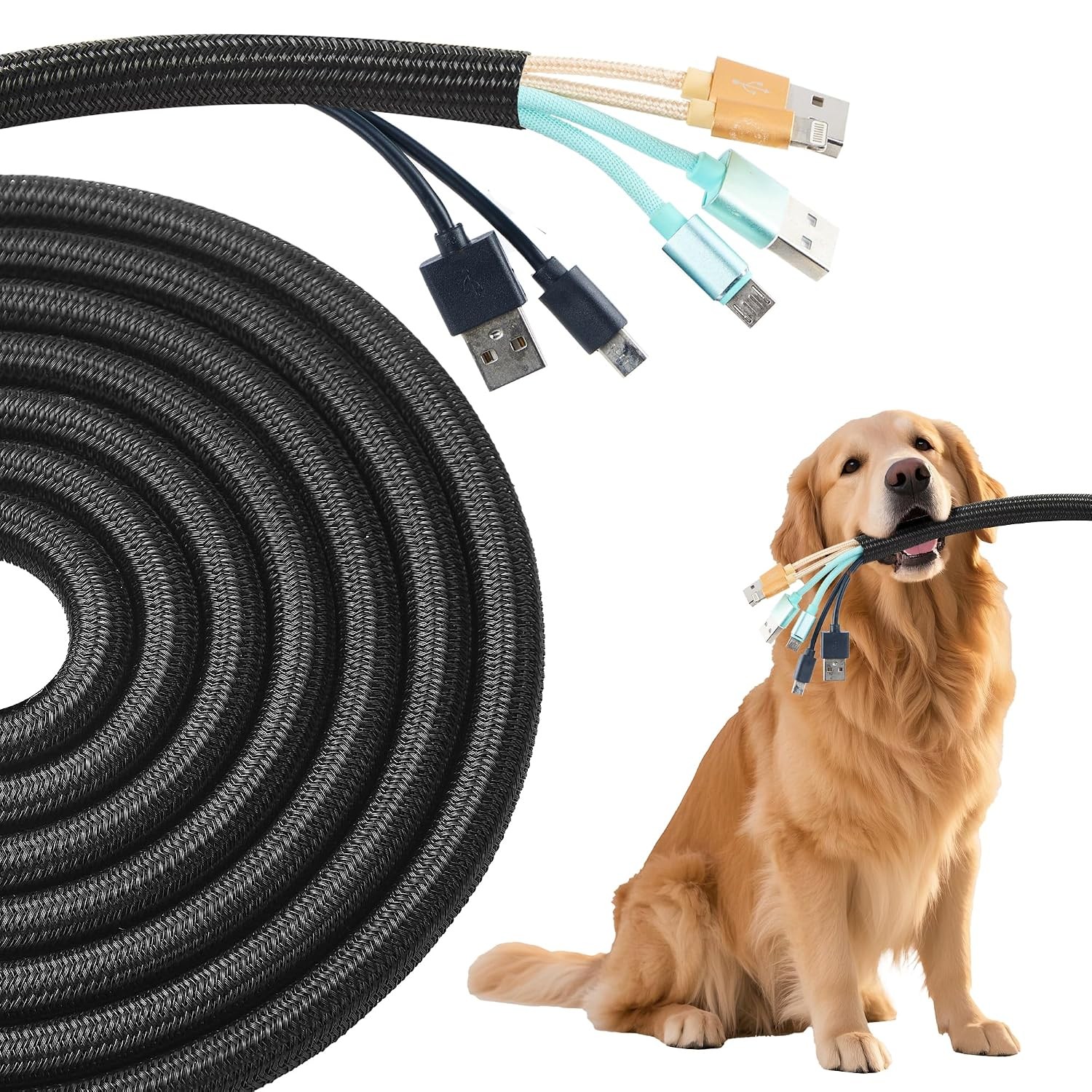 Split Wire Loom 1/2 Inch 10ft, Braided Cable Sleeve for Cable Management, Cord P