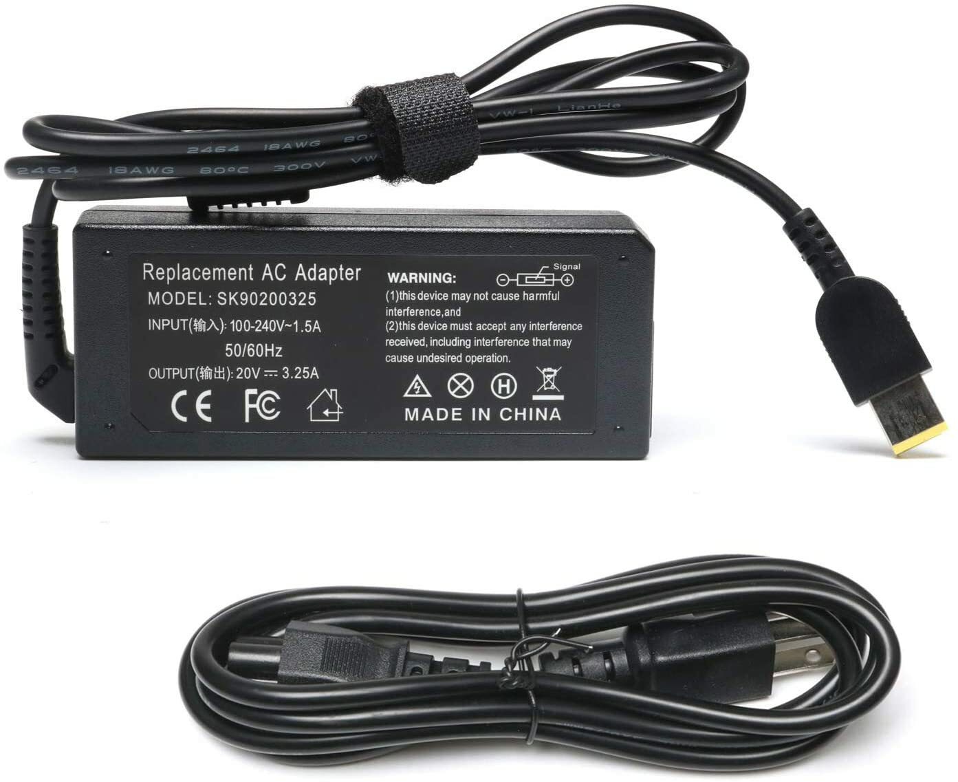 For Lenovo ThinkPad Laptop AC Charger Adapter 65W 20V 3.25A - SQUARE SLIM TIP