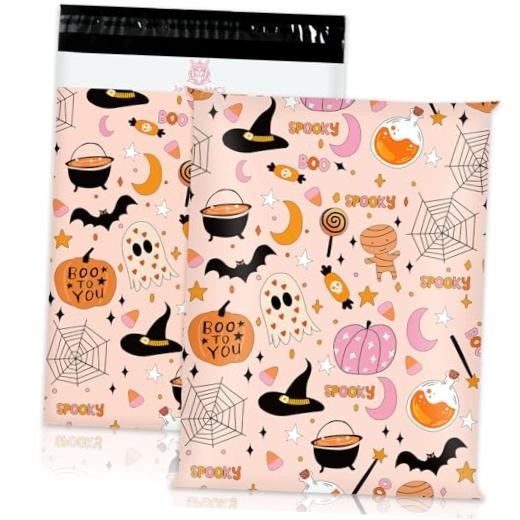 Pcs Halloween Poly Mailers 10 x 13 Inch Pink Cartoon Spooky Pumpkin 25