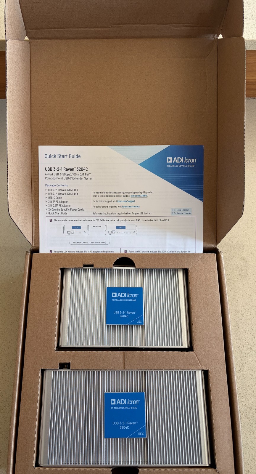 Icron ADI Raven 3204C Pro 4-Port Pro USB 3-2-1 100m CAT 6a/7 USB-C Extender