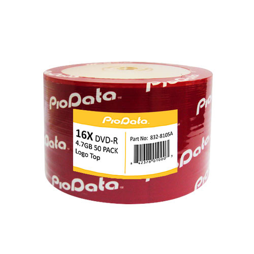 50 PC PioData 16X 4.7 GB DVD-R Logo Top Disc Blank Media - 832-810SA