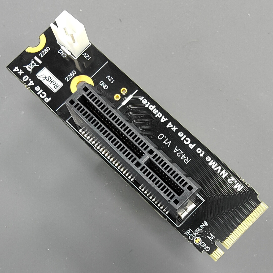 JMT NVMe M2 Key-M to PCI-e 4.0 4X 1X Slot Riser Card with 4 Pin MOLEX Power