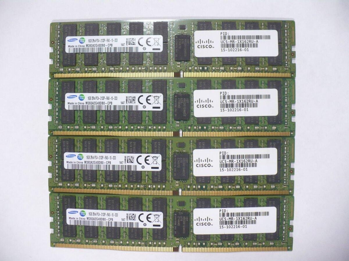 Samsung 64GB 16GB x 4 2RX4 PC4-2133P  M393A2G40DB0-CPB 1447 DDR4 ECC Reg Set of4