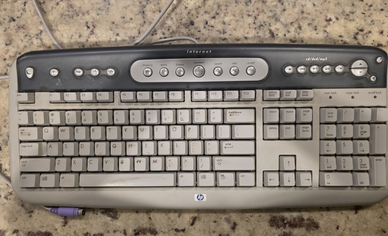 Vintage HP Internet Multimedia PS/2 Keyboard - Silver/Gray (Tested & Working)