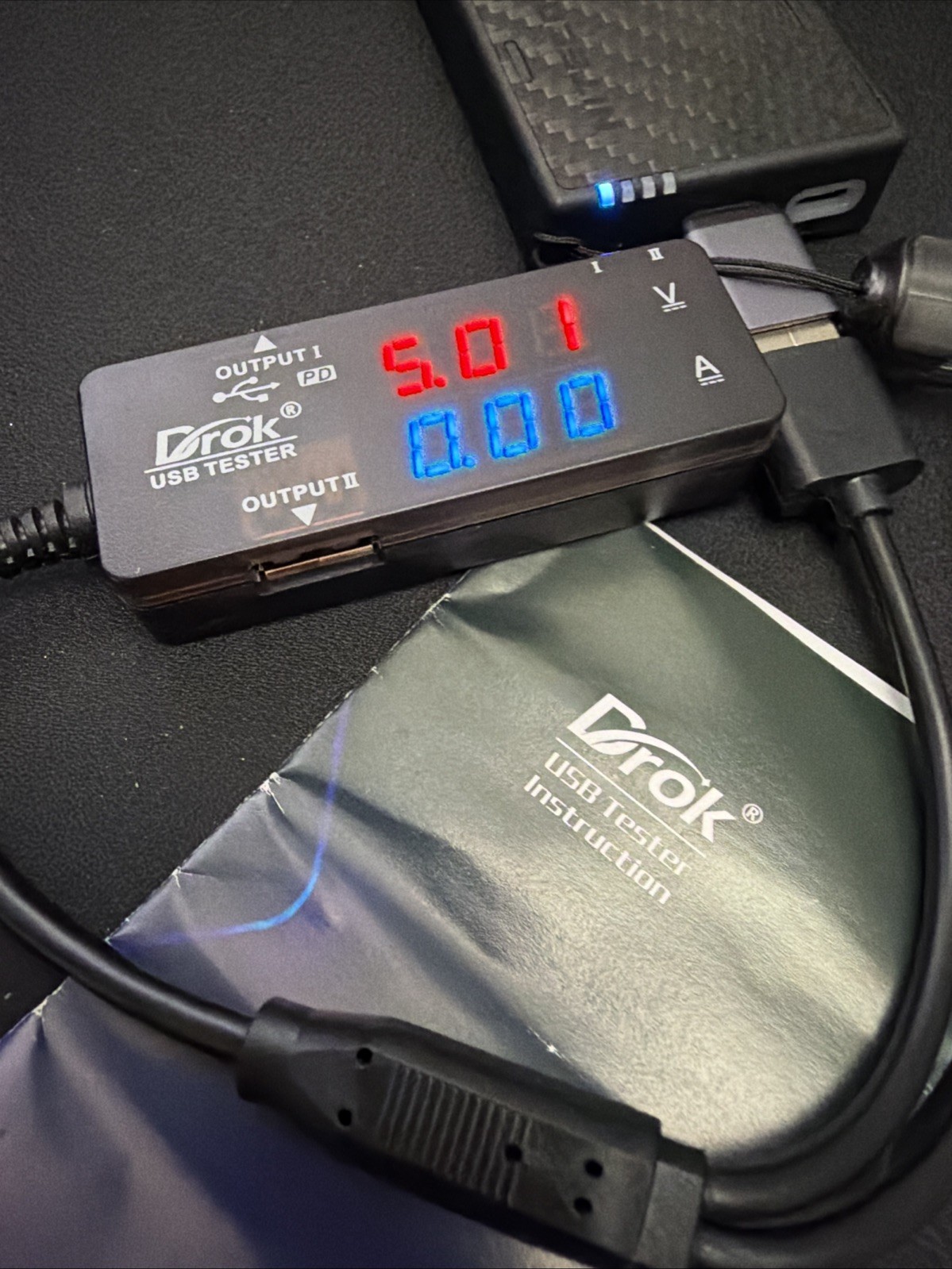 DROK USB Tester, USB-A USB-C 2.0 Multimeter Dual USB Ports PD QC 3.0 with Color