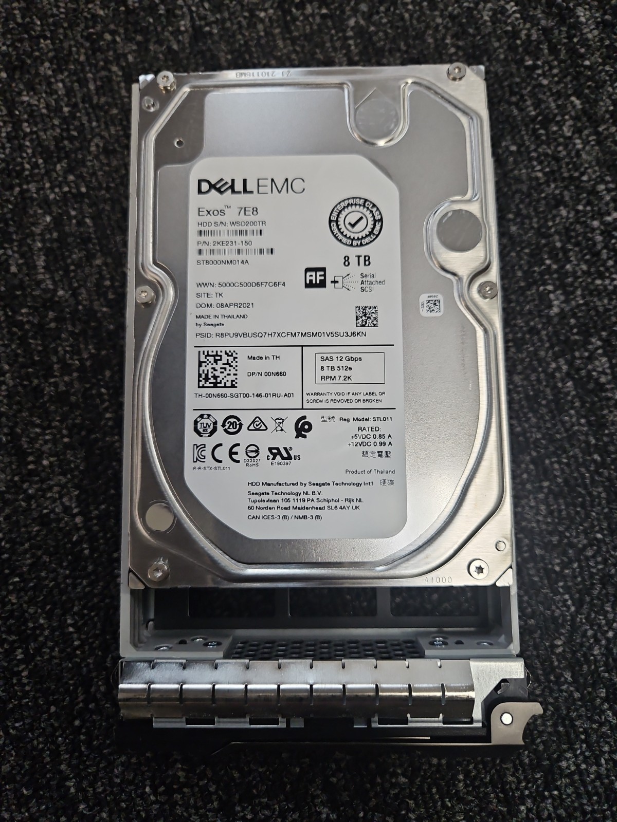 Dell Seagate Exos 7e8 8TB SAS HDD 3.5" Hard Drive ST8000NM014A 0N660 100% HEALTH