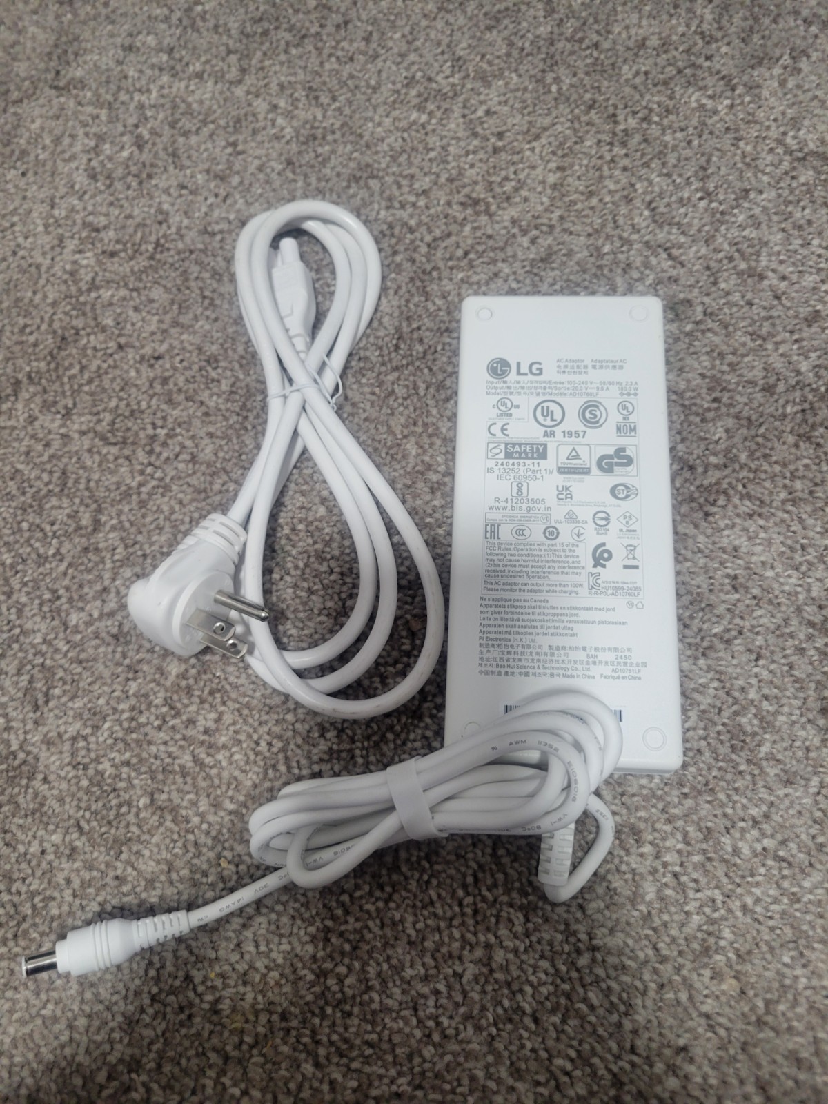 Original OEM LG AD10760LF 20.0V 9.0A 180W AC Adapter for LG LED Monitor White