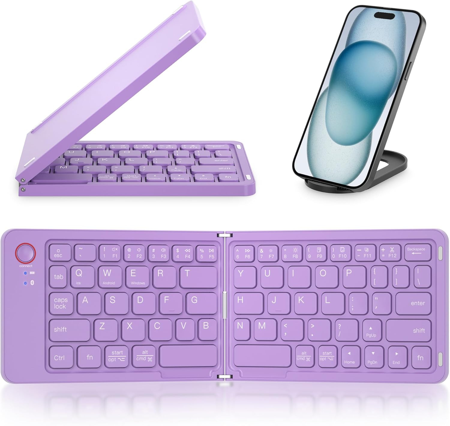 Mini Foldable Bluetooth Keyboard - Portable Wireless Full Size Keyboard (Sync Up