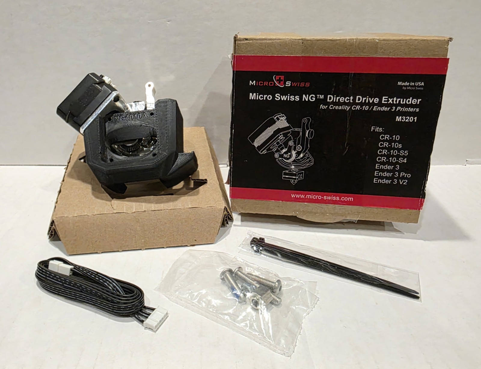 Micro Swiss NG Direct Drive Extruder for Creality CR-10 / Ender 3 Black Printers