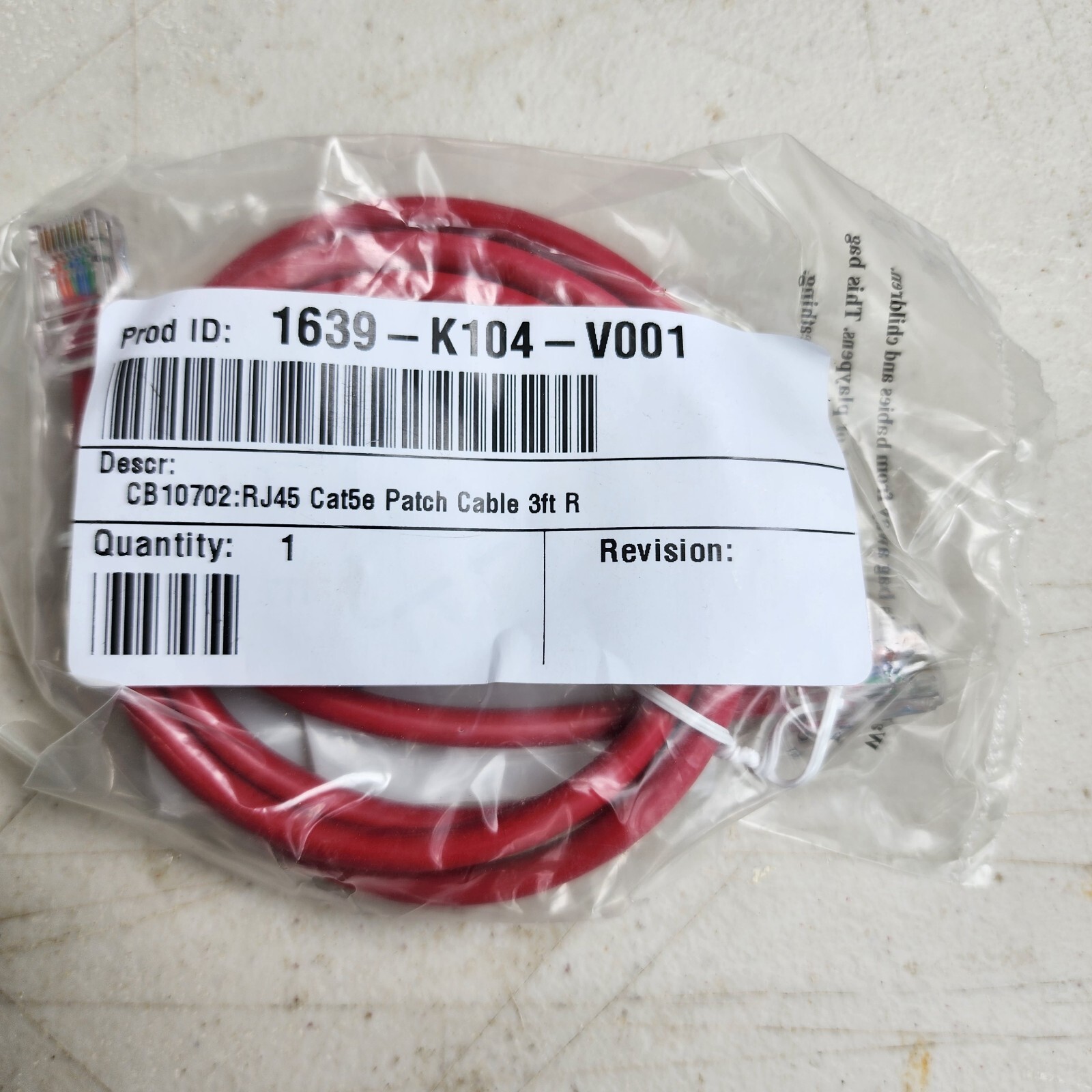Belkin 3' CAT5E Patch Cable RED Bulk New