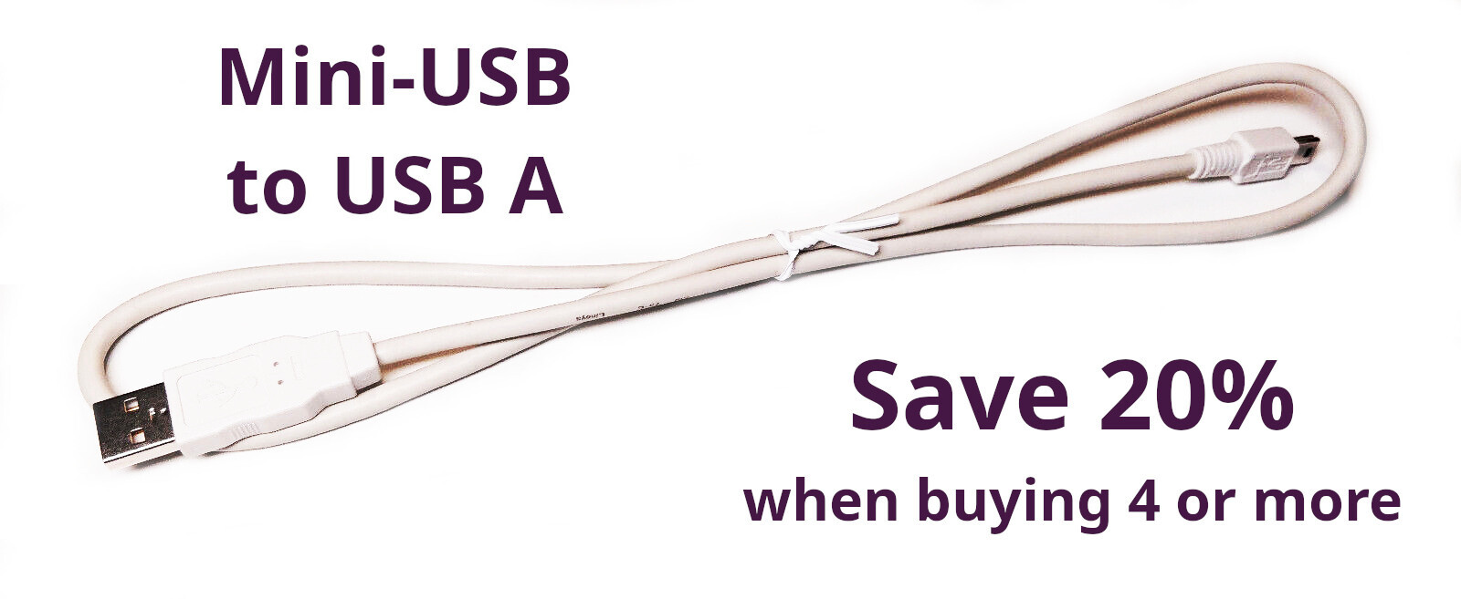 USB Cable: A male to Mini-B male, 0.8 m, frost white, genuine Molex brand