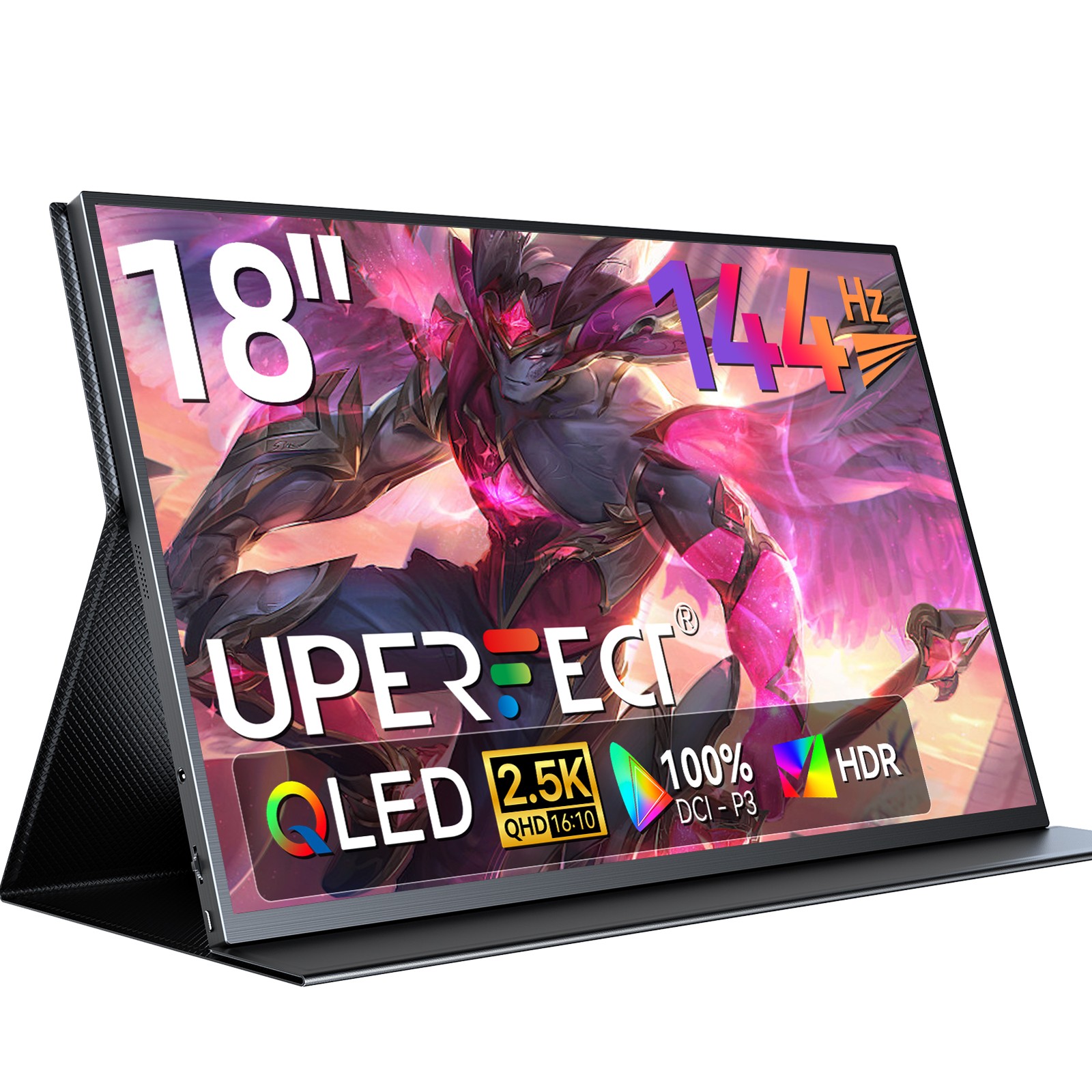 18" 2560 * 1600 QHD 2K Portable Monitor HDR Gaming 144Hz QLED External Display