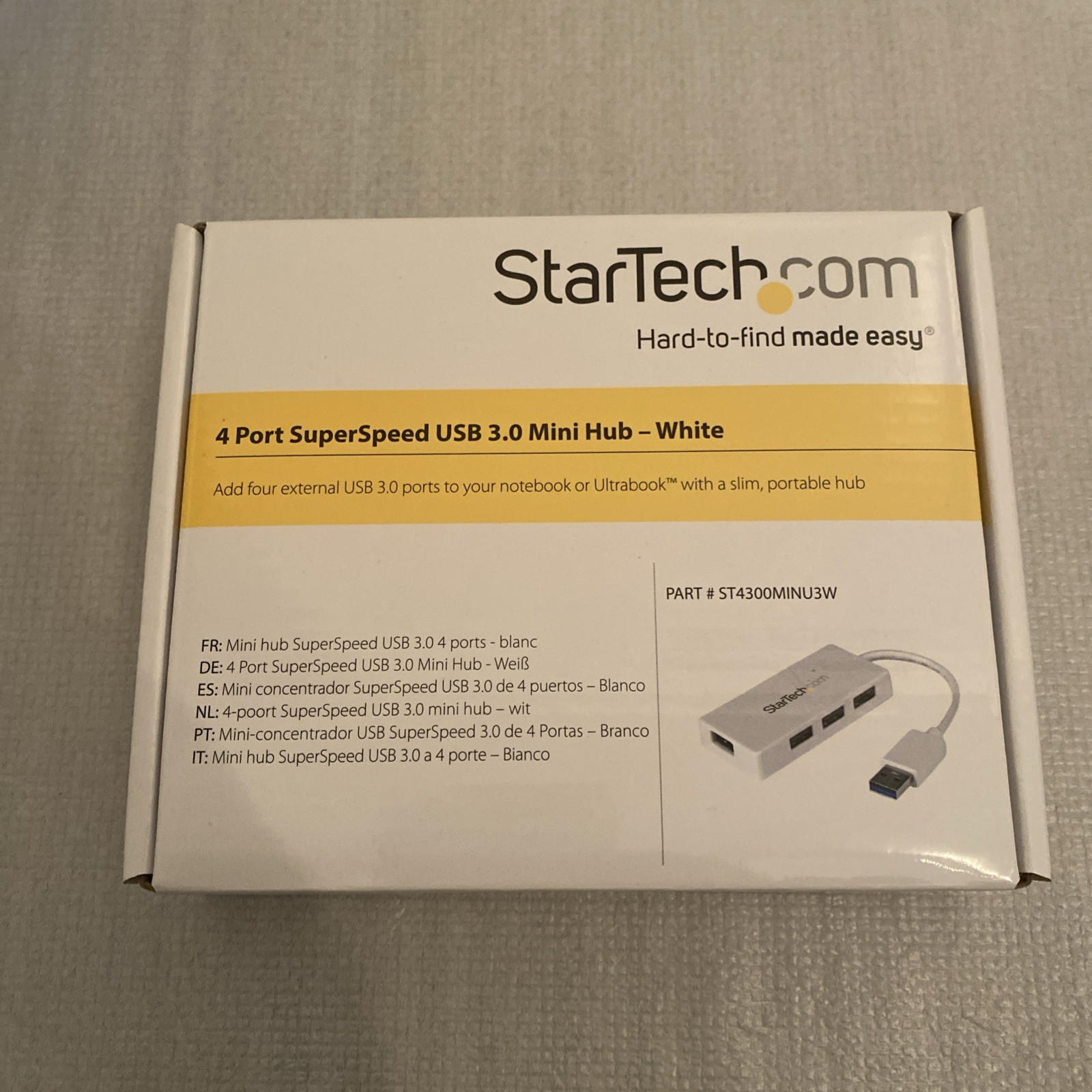 StarTech Portable 4 Port SuperSpeed Mini USB 3.0 Hub - White