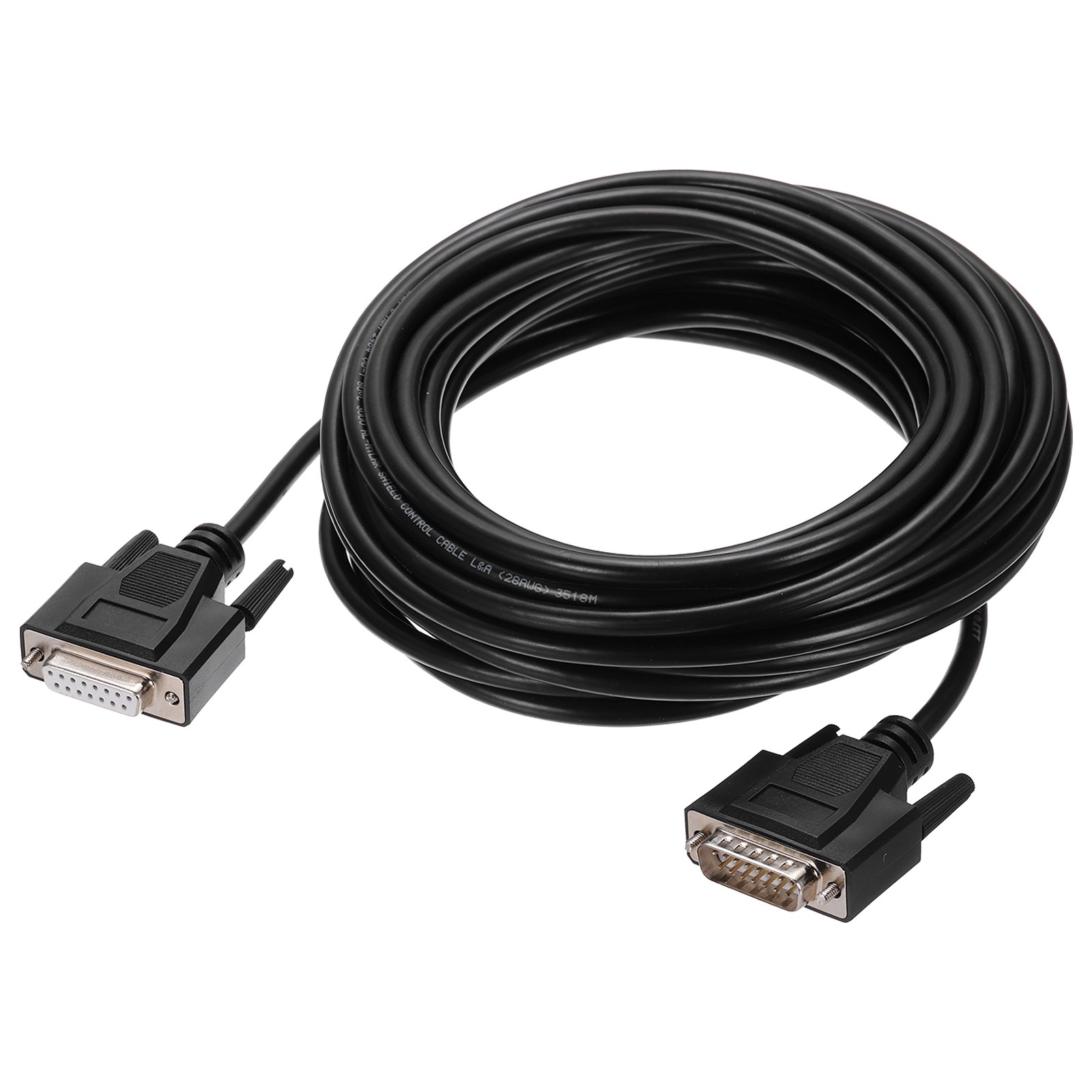 DB15 Serial Cable, 28AWG Aluminium Foil Shielded DB15 Male to Female, 32.8 ft