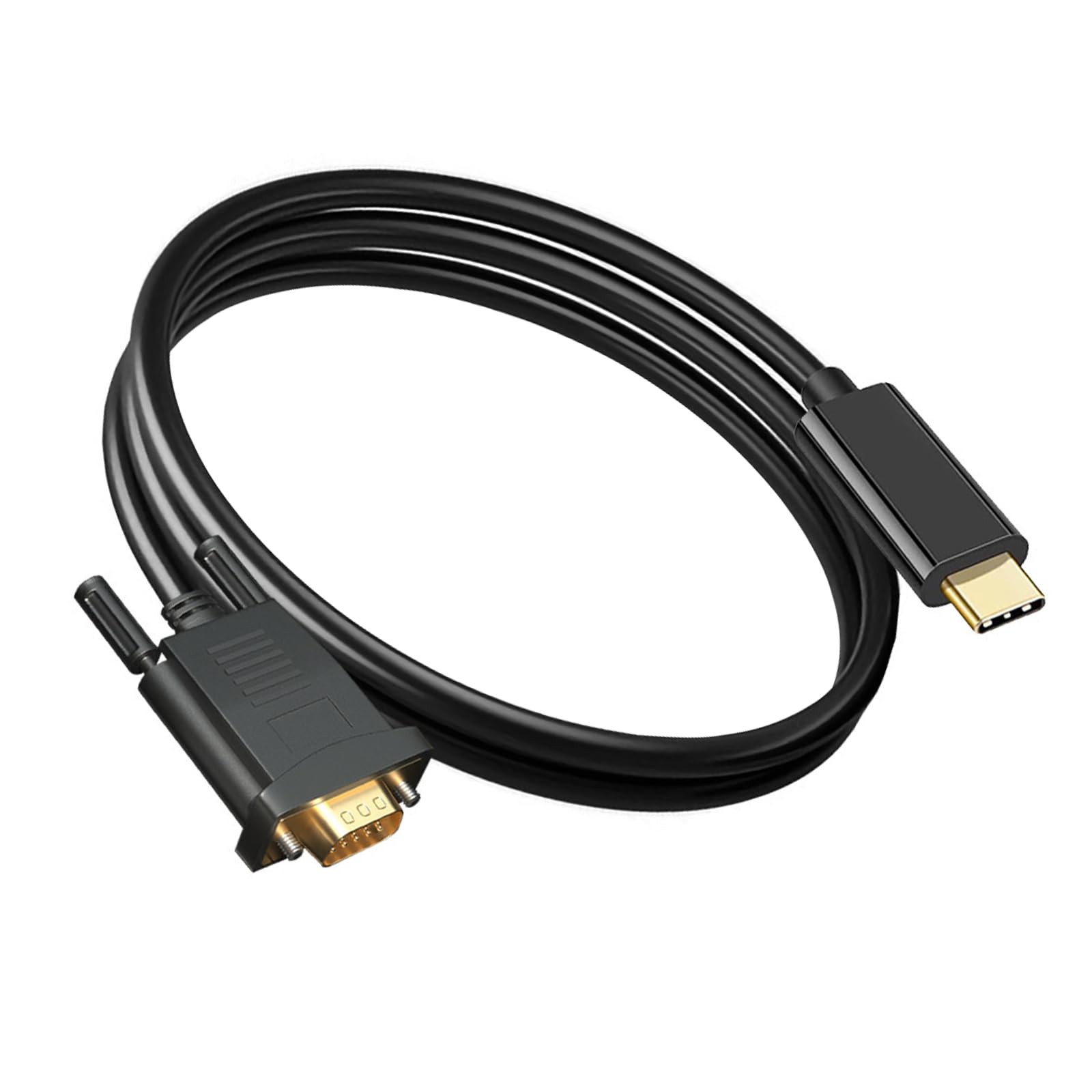 Danfetsoy USB C to VGA Cable 6Ft, Gold-Plated C Male Black 