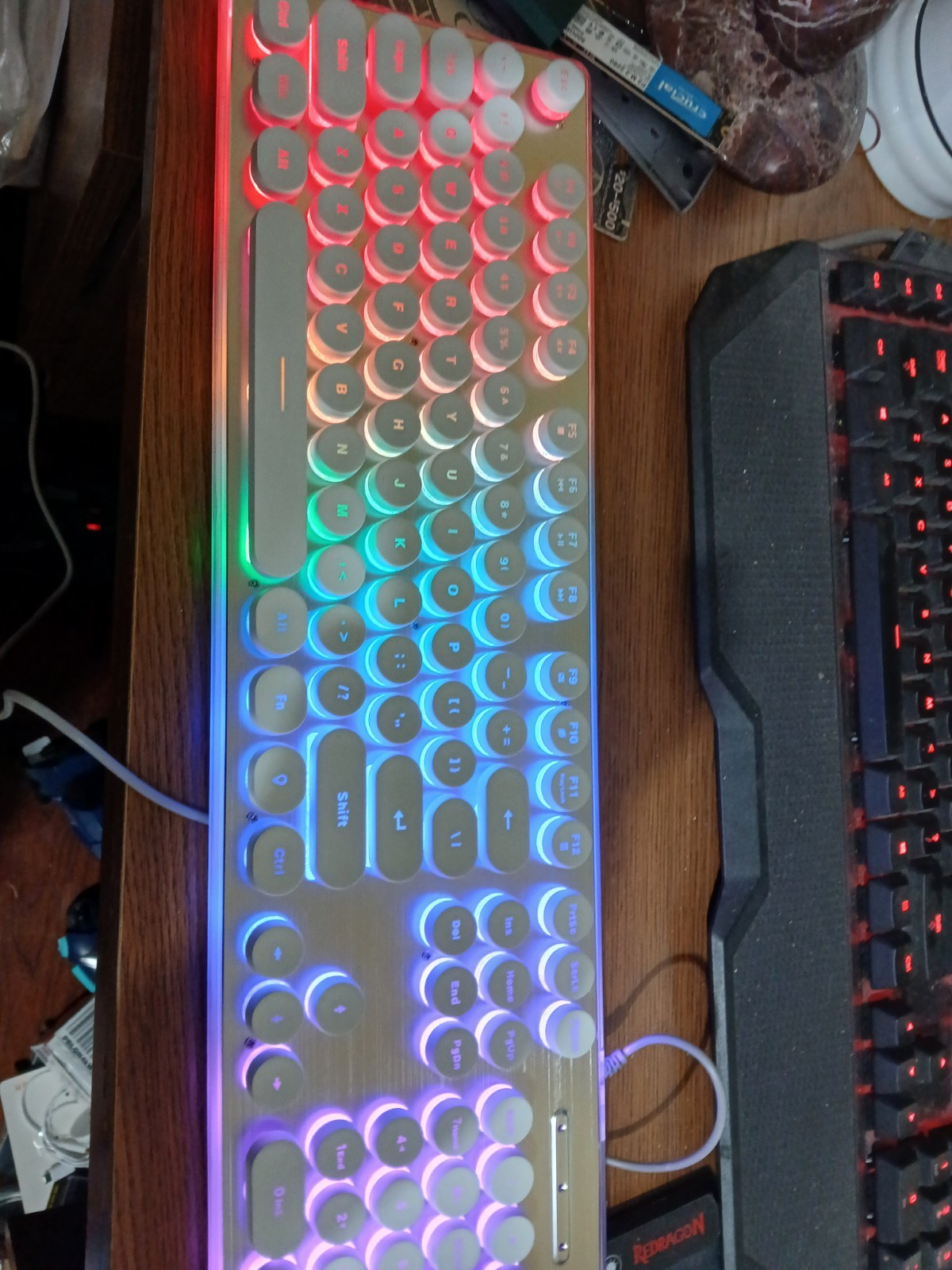 EWEADN GX710S Colorful Backlit Computer Keyboard Wired USB Aluminum Baseplate