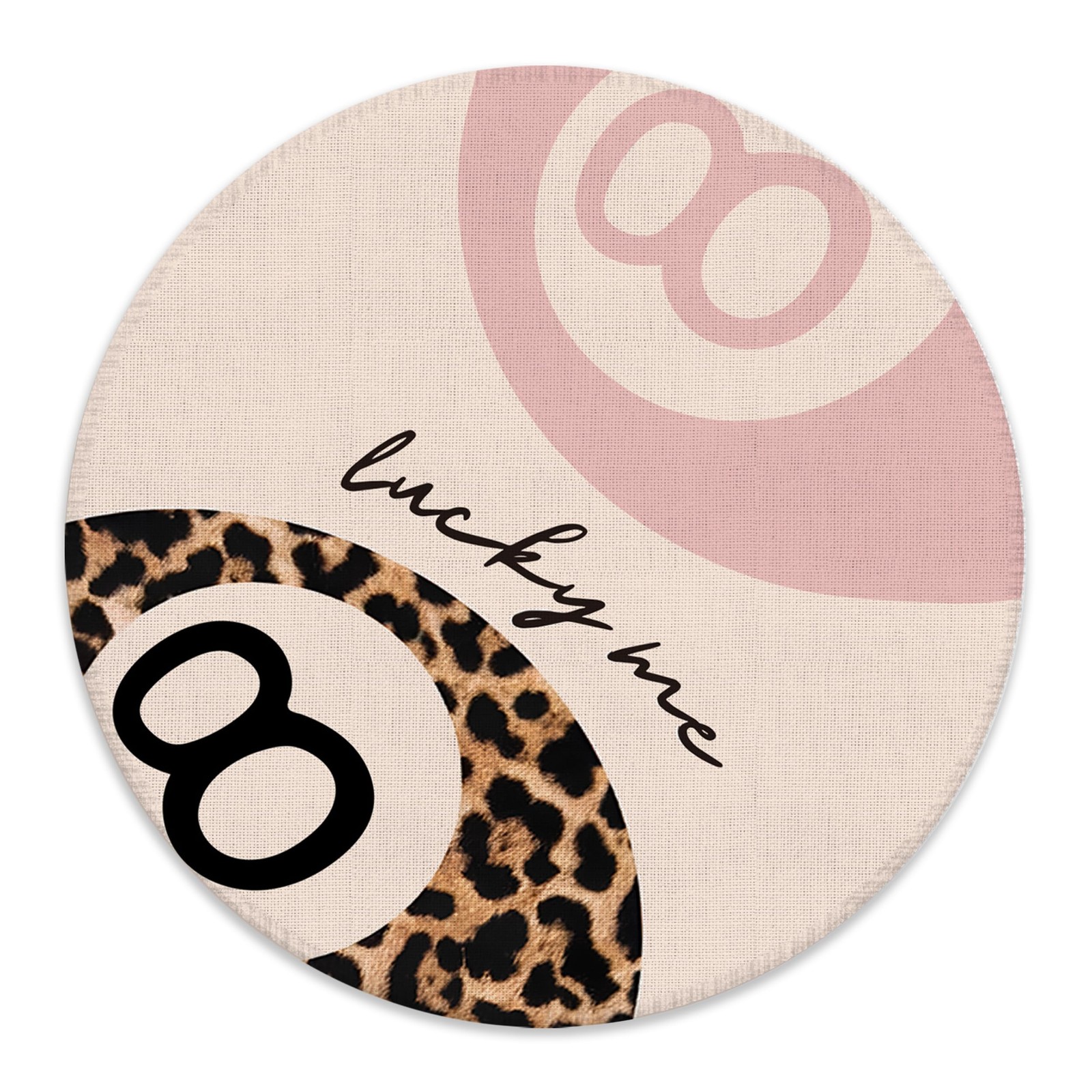 Pink and Leopard Lucky 8 Ball Mouse Pad for Desk, Preppy Trendy Y2K Cheetah P...