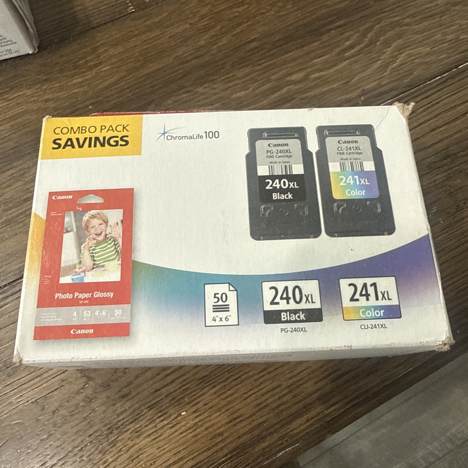 Canon PG-240XL CL-241XL Genuine OEM Ink Combo Pack + 50 Photo Paper NEW