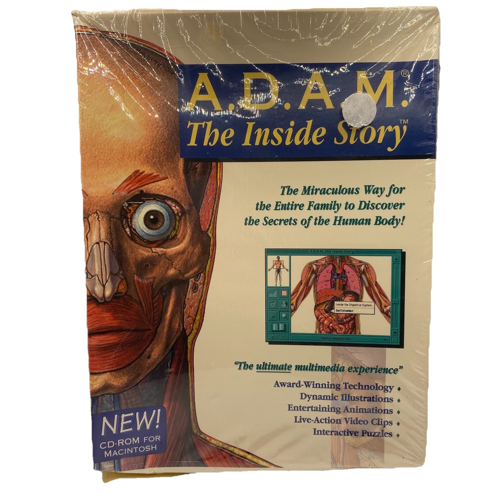 A.D.A.M. The Inside Story 1995 Medical Instructional CDROM Macintosh Anatomy Vtg