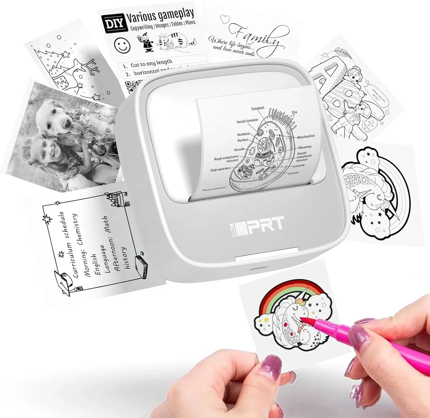 iDPRT Mini Printer with 1 Roll Sticker Paper, Portable Sticker Printer Efficient