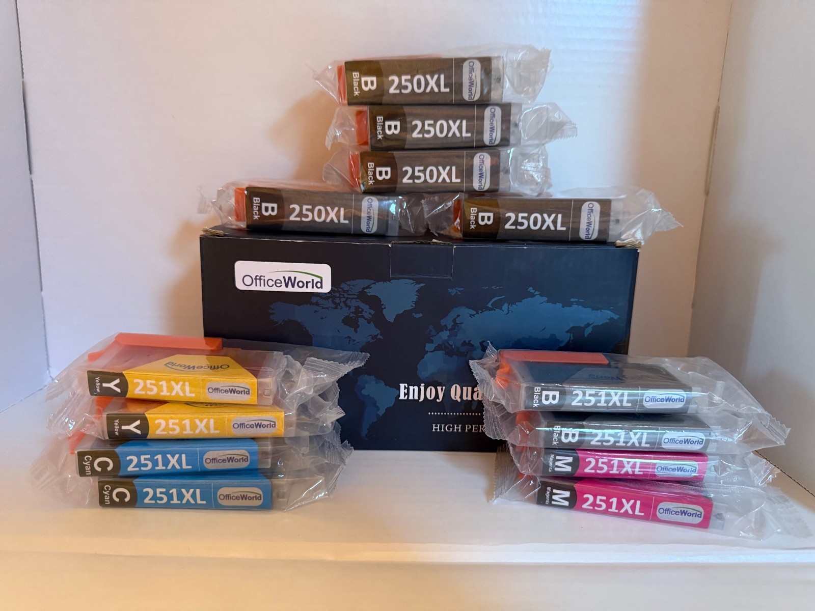 OfficeWorld 250XL 251XL Ink Cartridges Lot – Open Box – Sealed Packs – Exp 2021