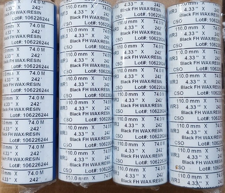 (4) ROLLS Thermal Transfer Ribbon Wax/Resin 4.33" x 242'  CSO