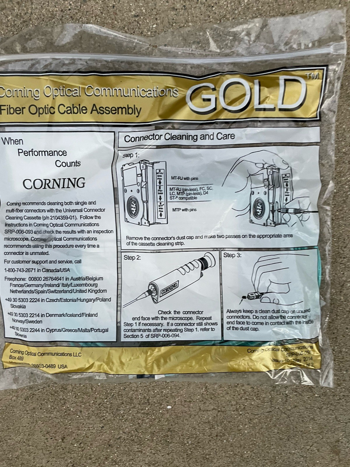🔥 Corning  Gold LC-LC OM4 Fiber Optic Cable W/ Connectors 3M 050502Q5120003M