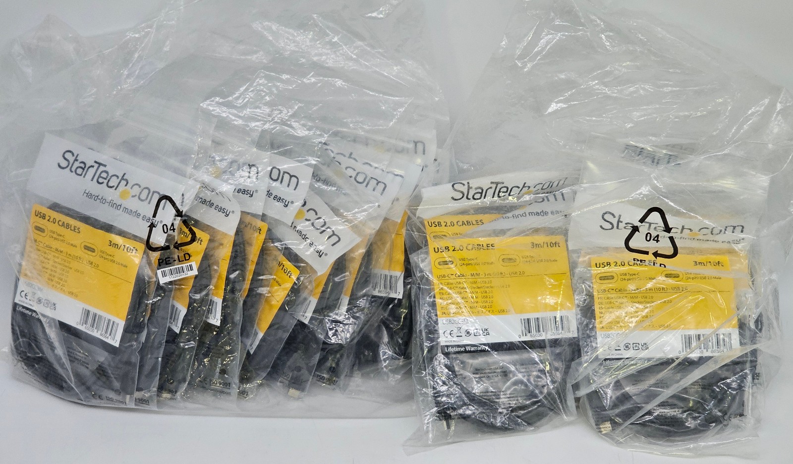 LOT OF 16 - NEW Startech.com 3M/10FT USB 2.0 USB-C Male to Male Cable - USB2CC3M