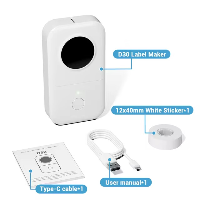 Phomemo D30 Mini Pocket Thermal Label Maker Machine Bluetooth Wireless Printer