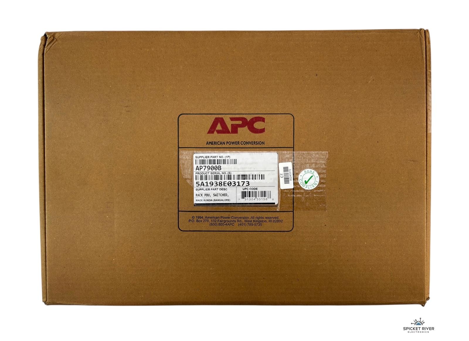 NEW - Open Box - APC AP7900B Horizontal Switched 1U Rack PDU - 15A 8-Outlet