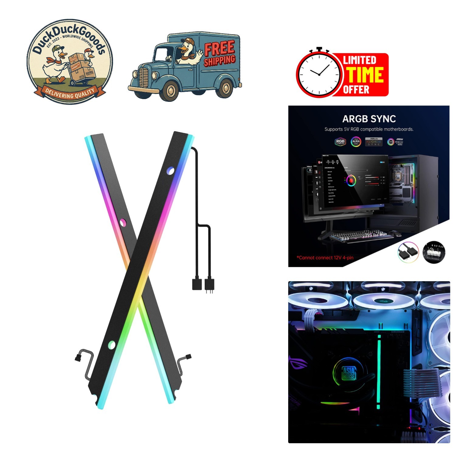 Immersive ARGB Lighting Strip with 24 Addressable LEDs - Modern Gaming Upgrade