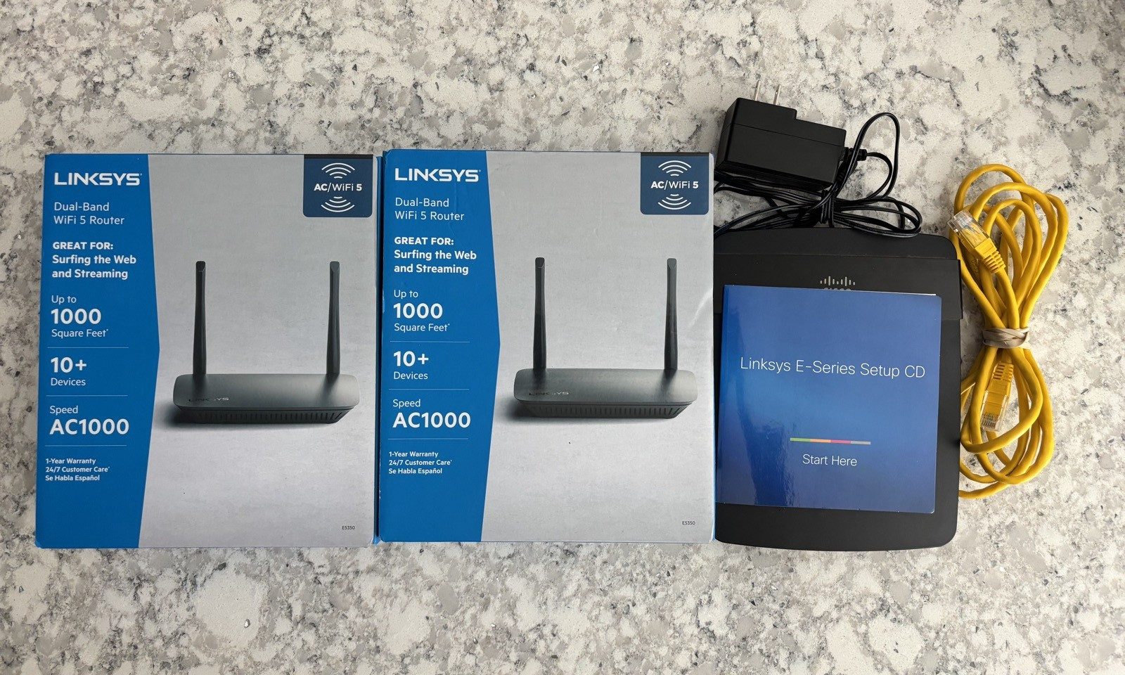 Lot of 3 Wireless Routers-1 Cisco Router Linksys E1500 & 2 Linksys E5350 4-port