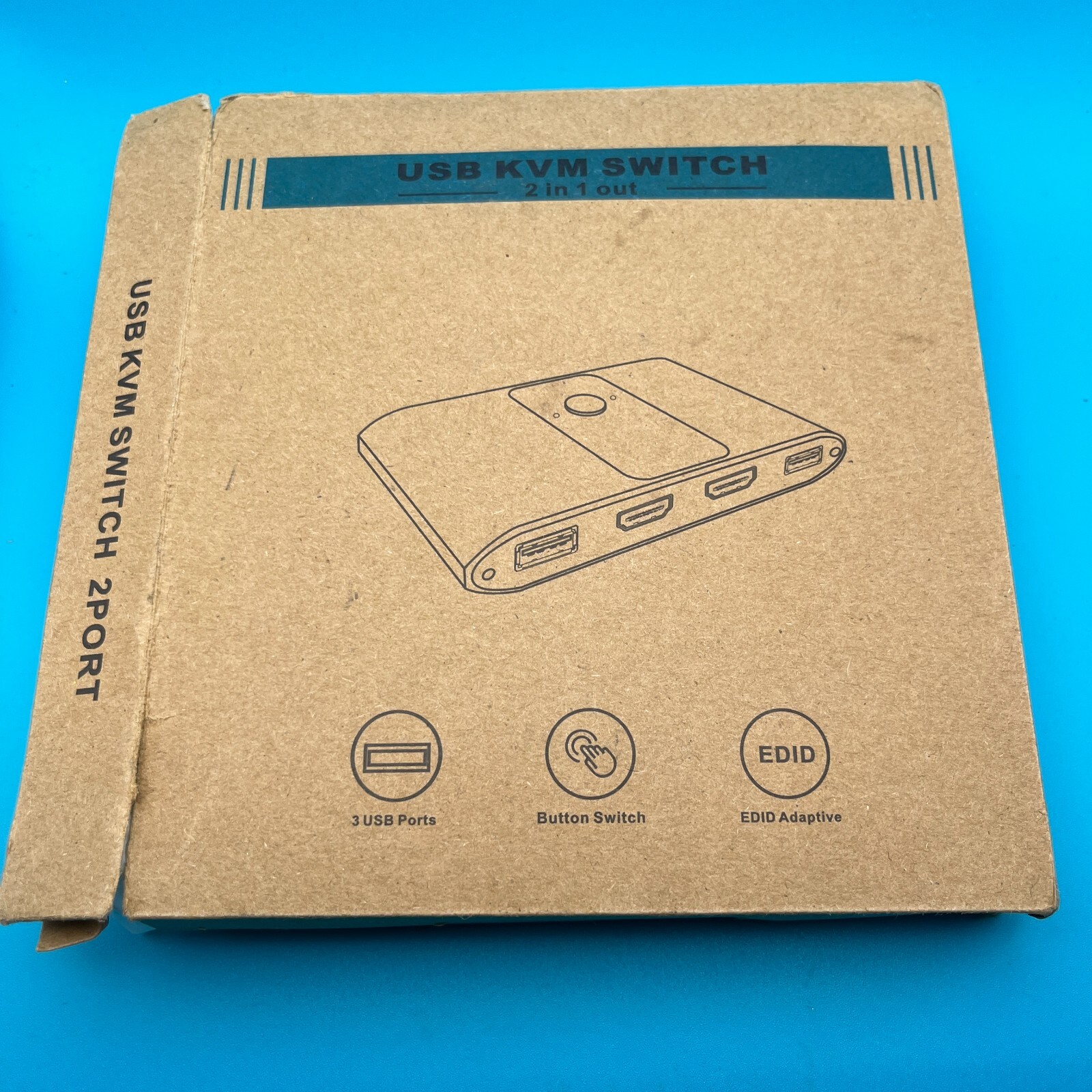Pway 8K DP Display Port KVM Switch 1 Monitor 2 Computers 8K 4 3.0 USB Open Box