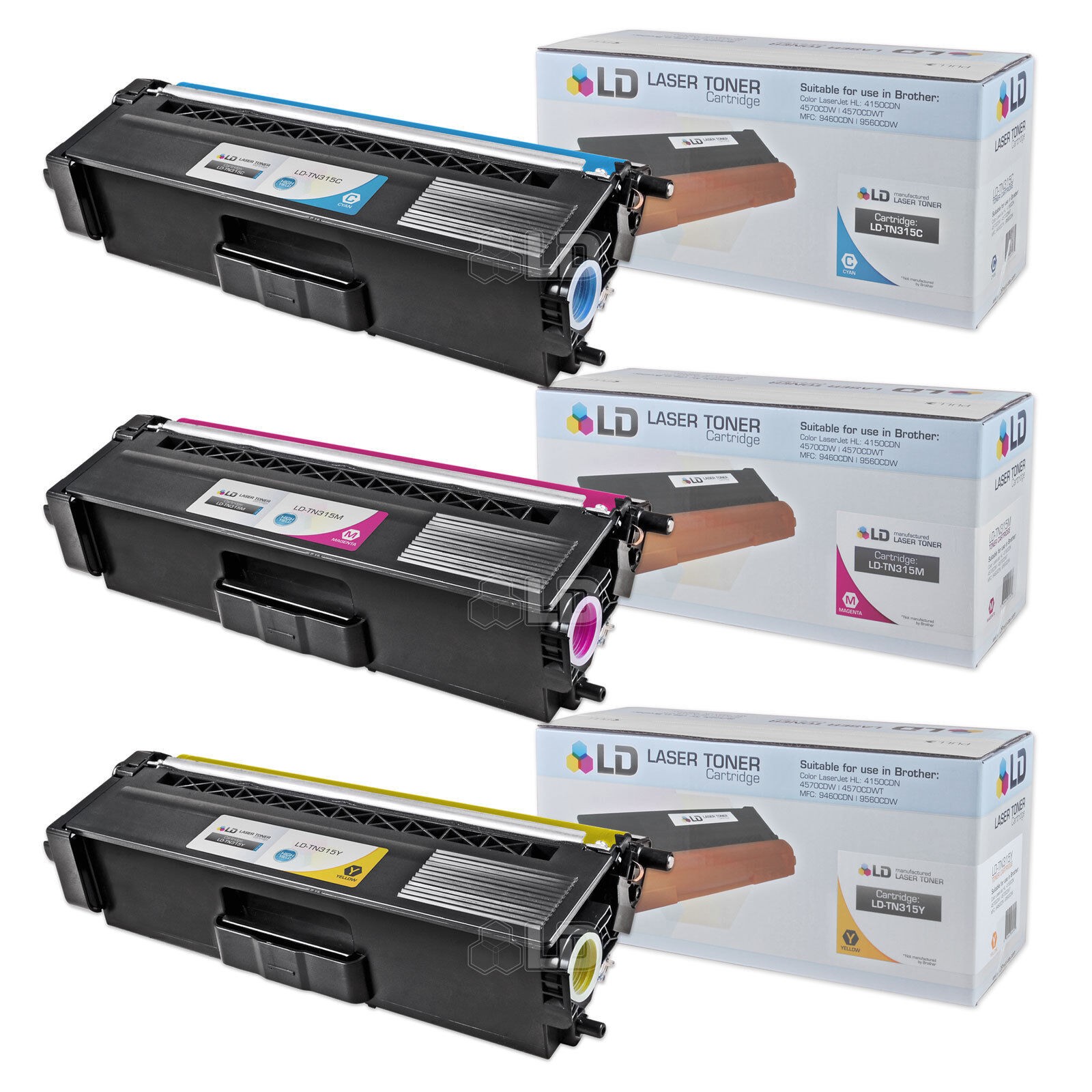 LD Compatible Toners for Brother TN-315 3 Set: TN315C TN315M TN315Y MFC-9970cd