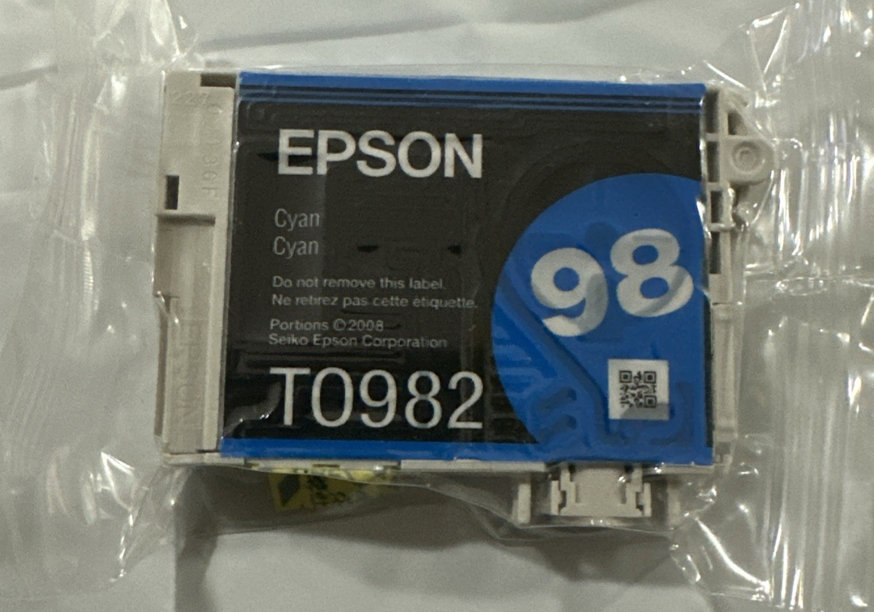 EPSON 98 Cyan T0982 (Sealed) 1pk Genuine Ink Cartridge