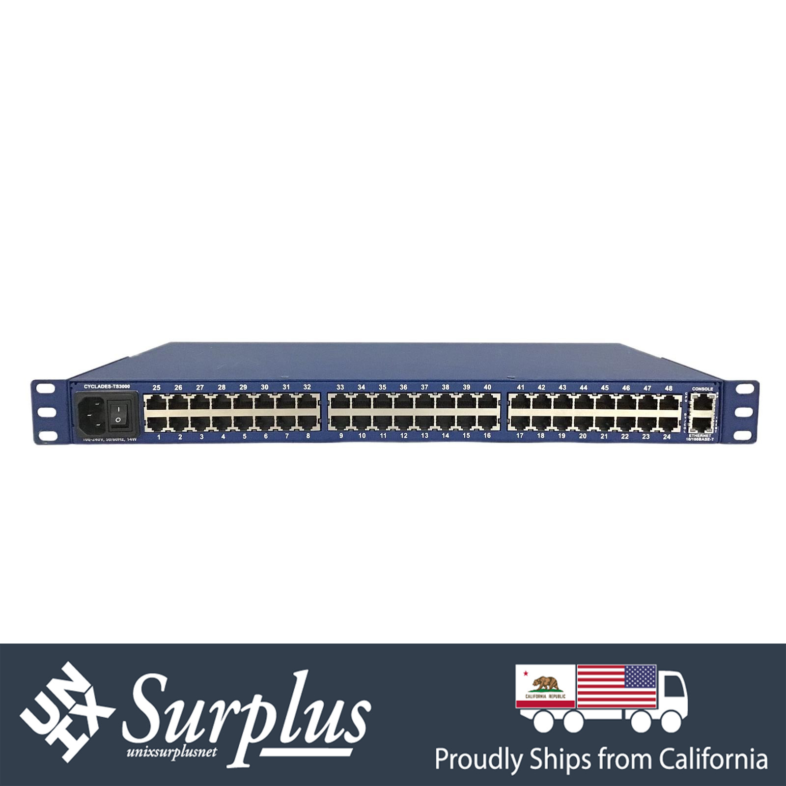 CYCLADES TS3000 48-Port 10/100BASE-T Terminal Access Server 1x PSU w/ Ears