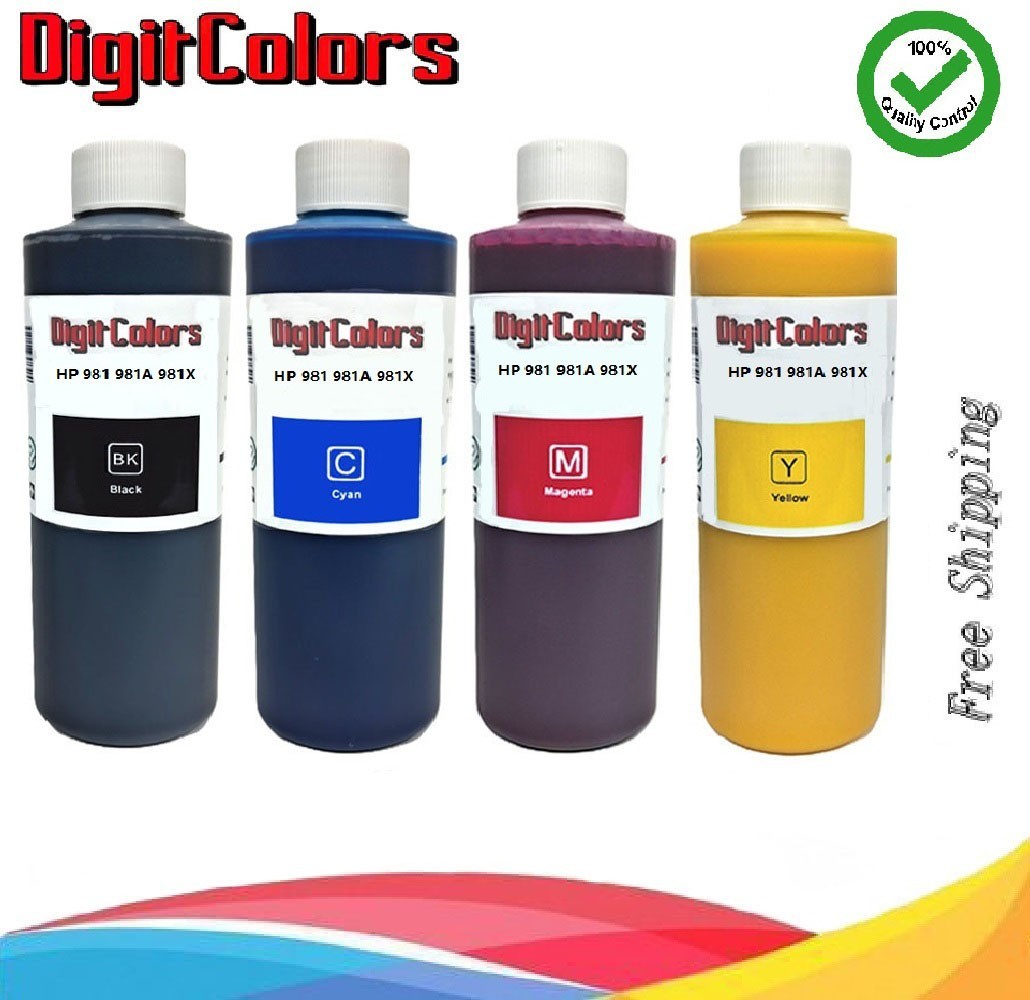 Ink Refill Kit Bottles Pigment Ink for HP 981 981A 981X Premium Ink 4x500ml