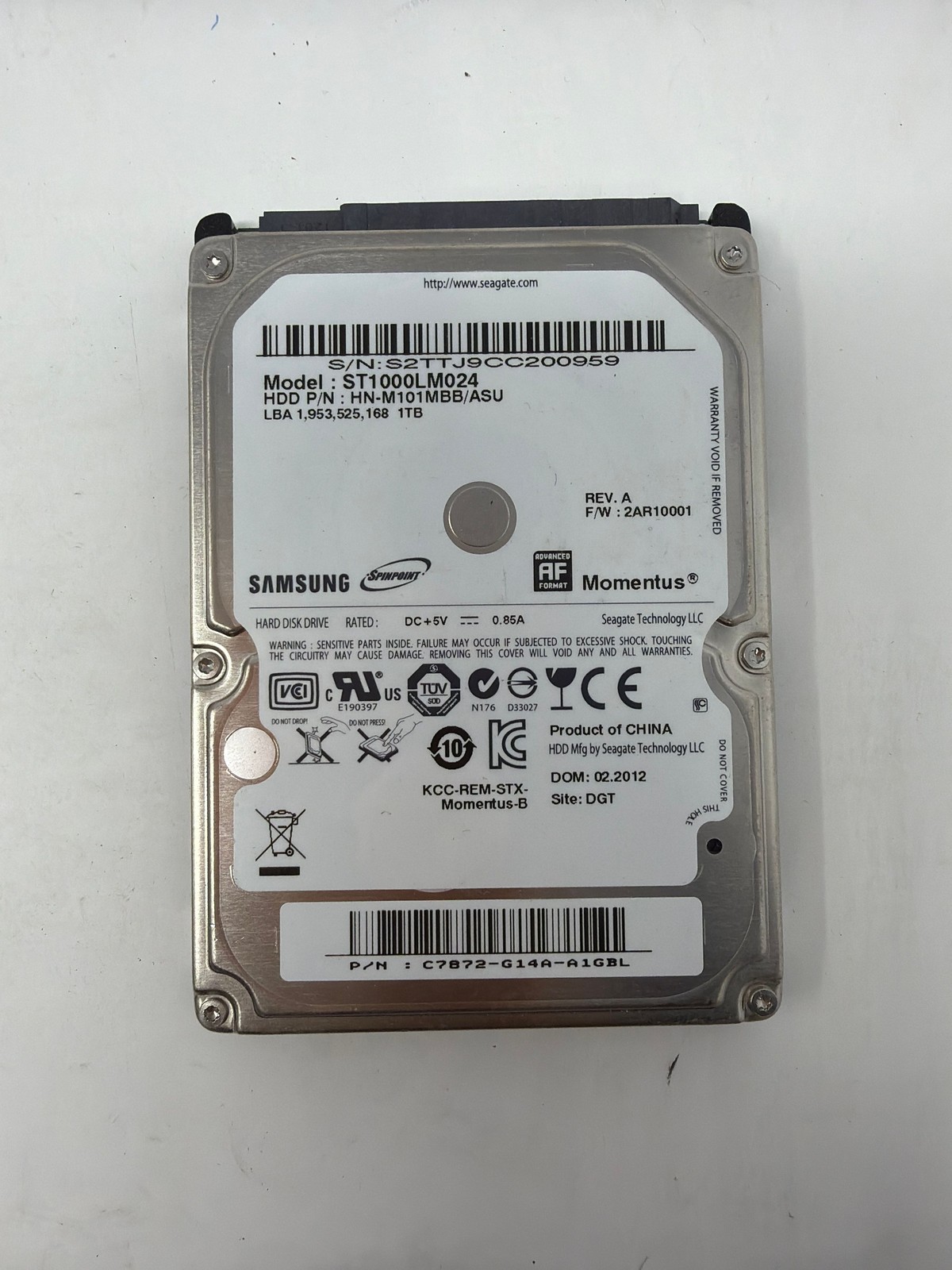 Seagate ST1000LM024 1.024TB SATA Grade B