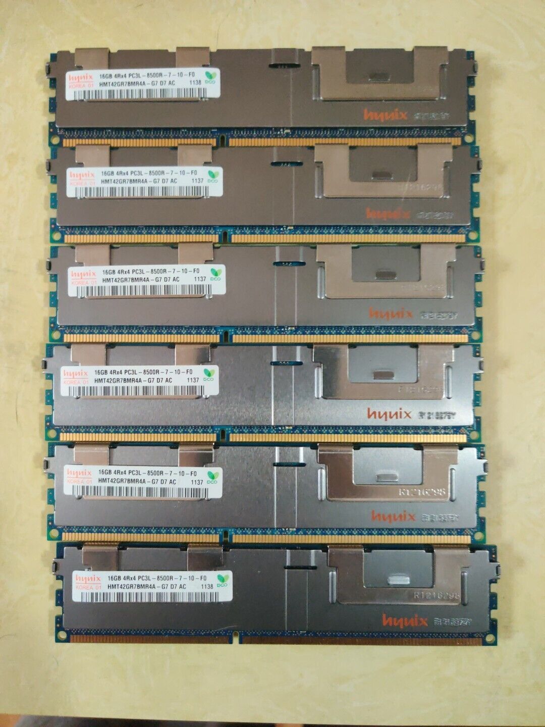 LOT 6x16GB  HYNIX 16GB PC3L-8500R 4RX4 DDR3-1066 HMT42GR7BMR4A-G7 Ram Server