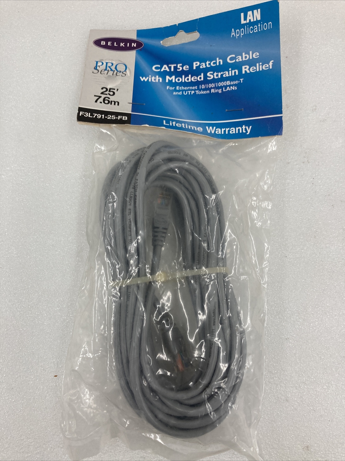 Belkin Pro Series 25’ Cat5e Patch Cable With Molded Strain Relief F3L791-25-FB