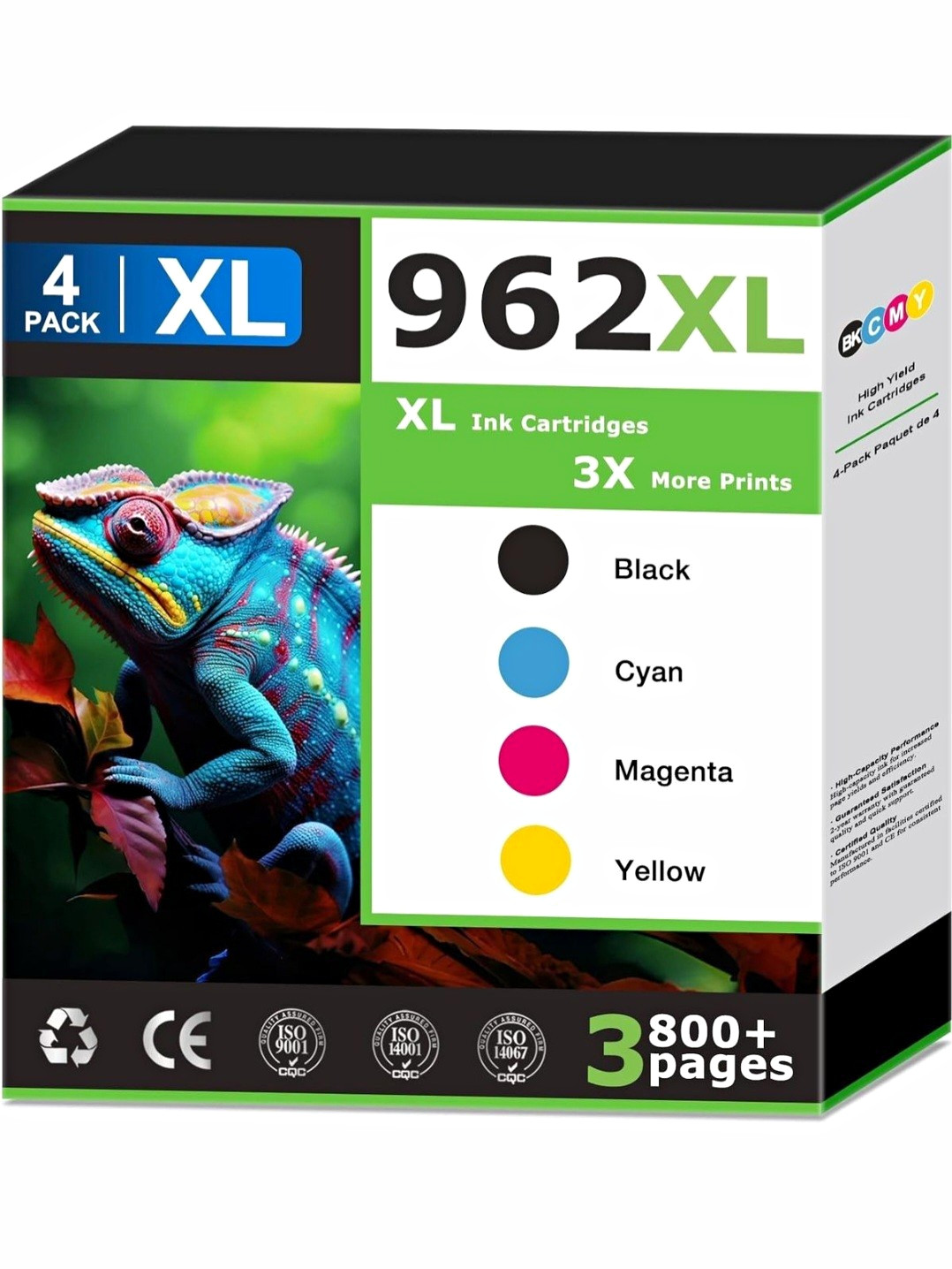 Hirmod 962XL Compatible Ink Cartridges 4-Pack BK/C/M/Y for HP 9010e