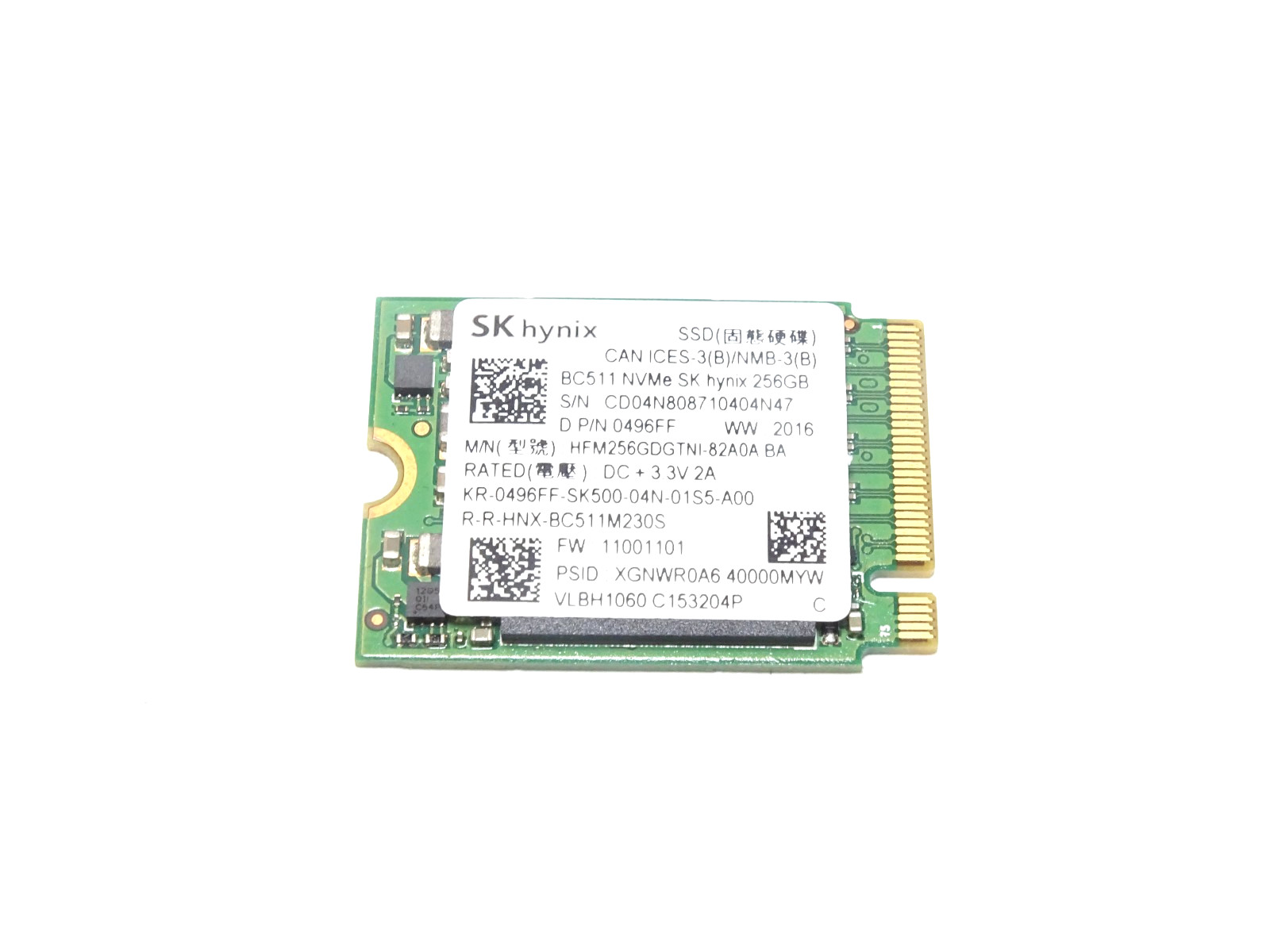 SK hynix BC511 256GB NVMe SSD M.2 2280 PCIe Gen3x4 97% Health