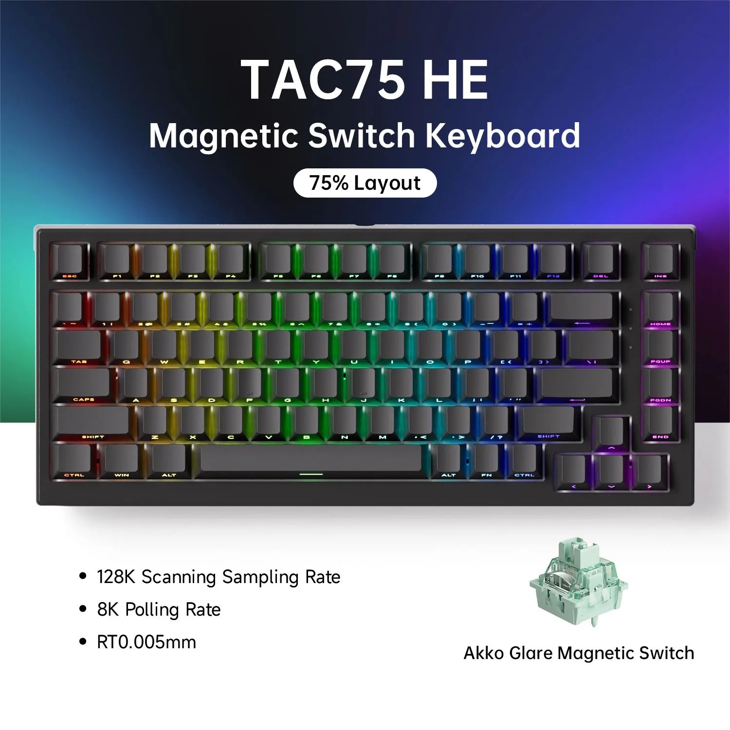 AKKO TAC75 HE Magnetic Switch Keyboard 75% Gaming Rapid Trigger 0.005m T